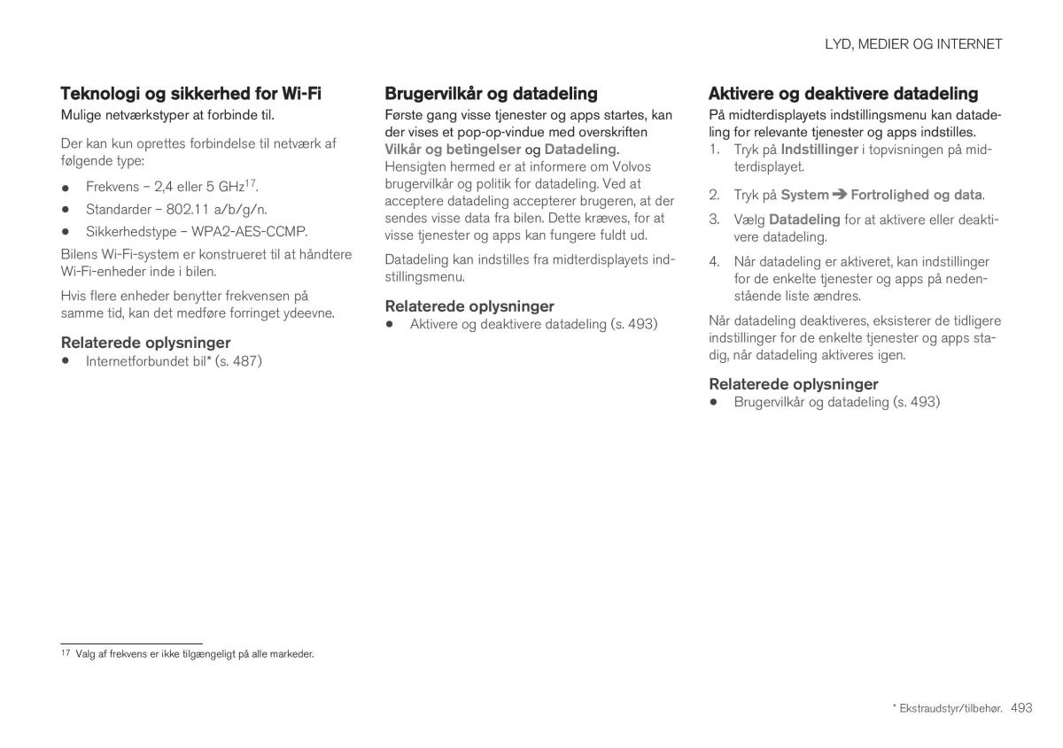 Volvo XC40 Bilens instruktionsbog / page 495