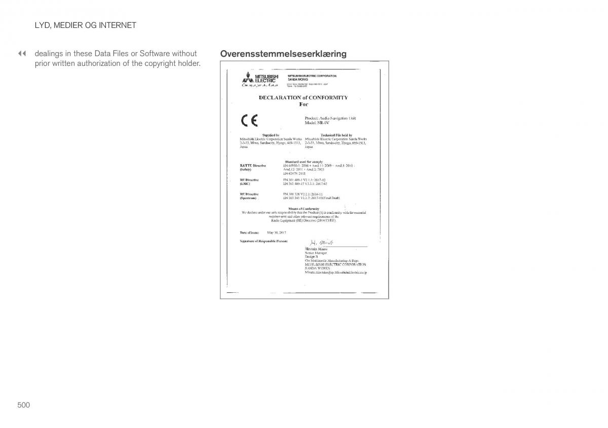 Volvo XC40 Bilens instruktionsbog / page 502