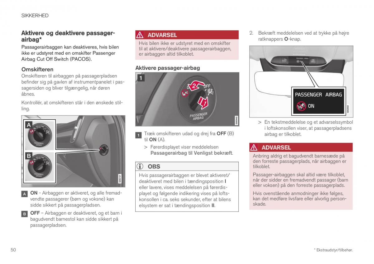 Volvo XC40 Bilens instruktionsbog / page 52