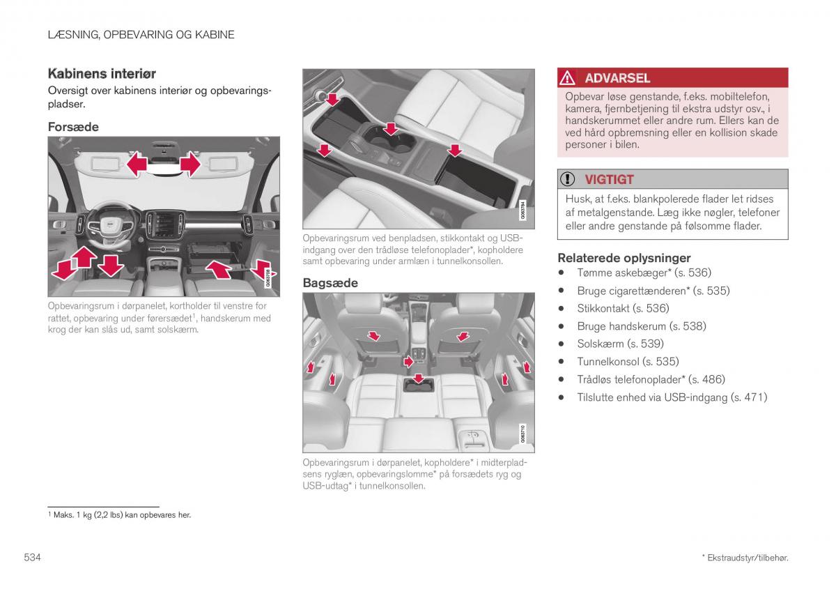 Volvo XC40 Bilens instruktionsbog / page 536