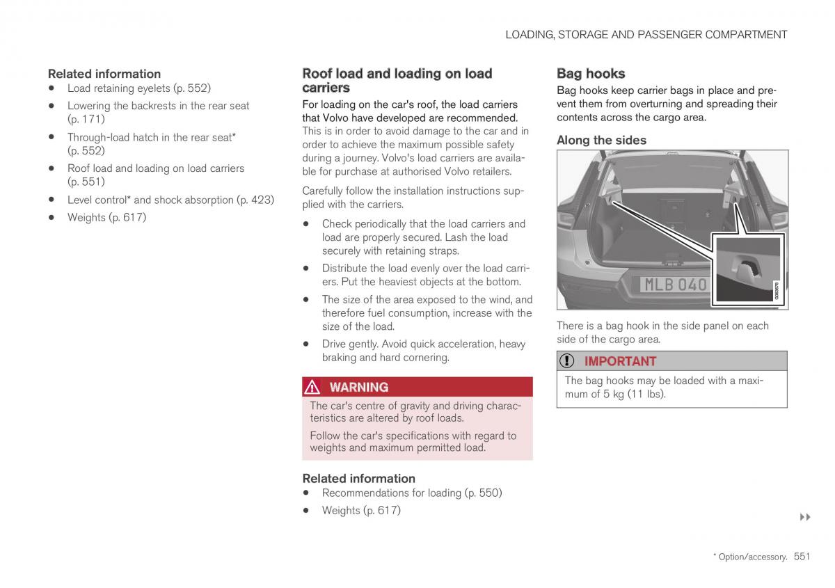 Volvo XC40 owners manual / page 553