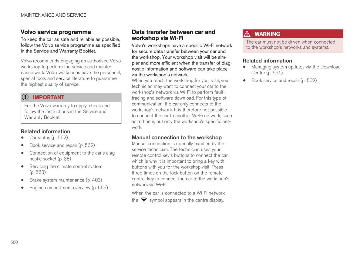 Volvo XC40 owners manual / page 562