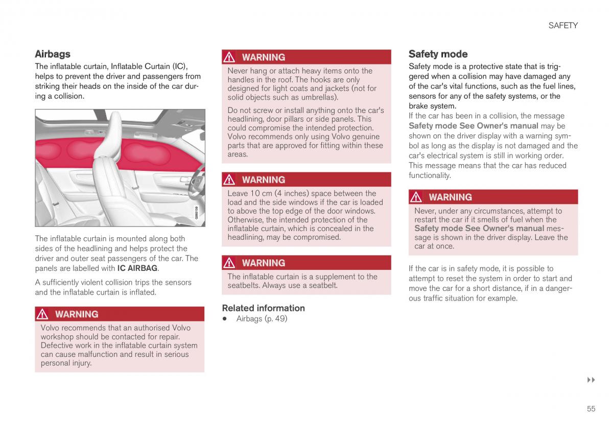 Volvo XC40 owners manual / page 57