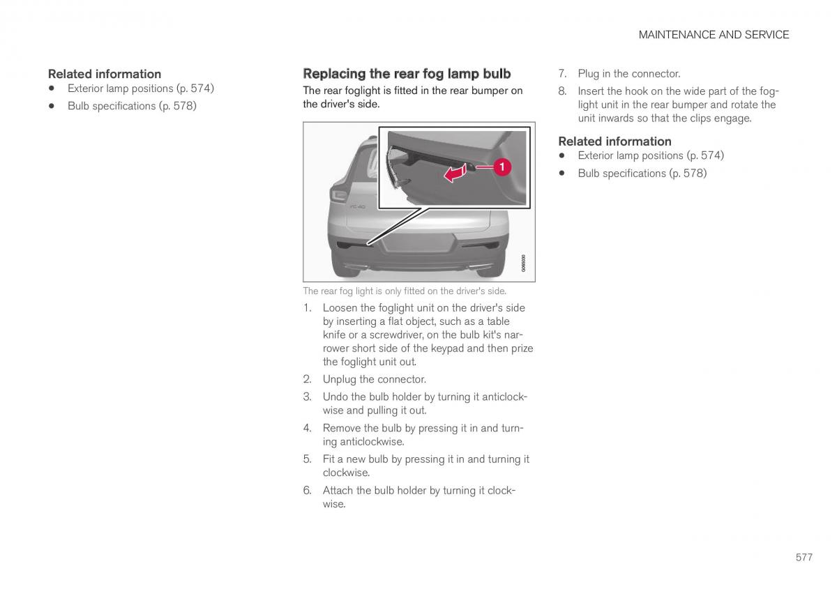 Volvo XC40 owners manual / page 579