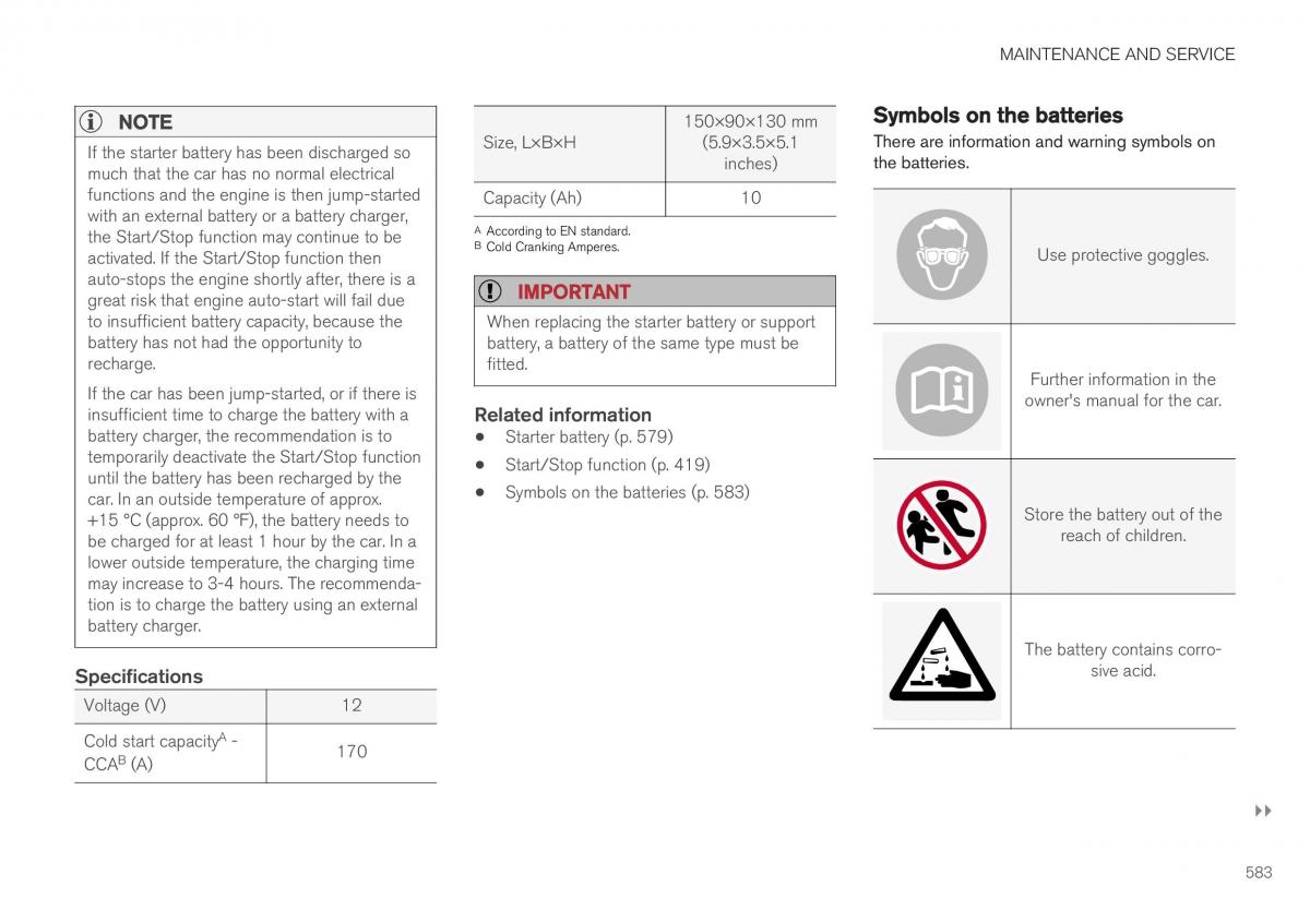 Volvo XC40 owners manual / page 585