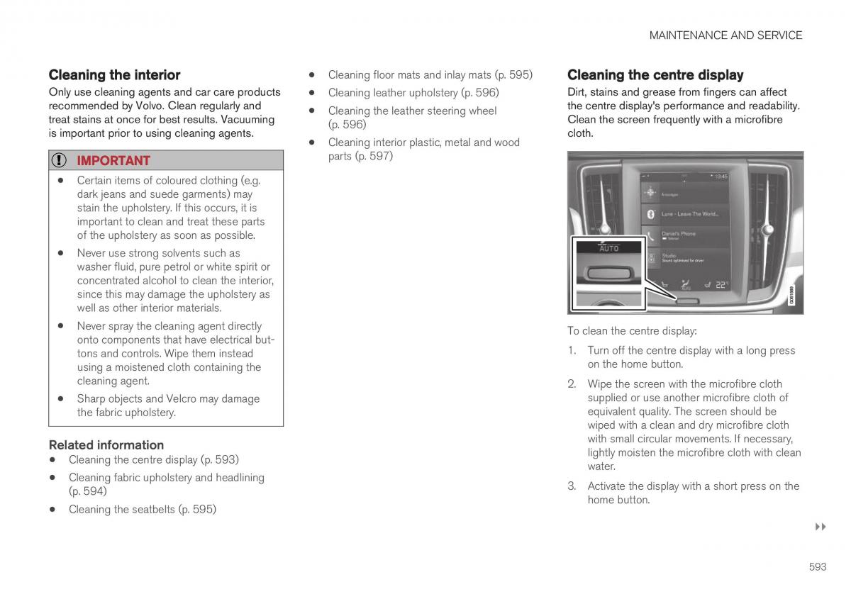 Volvo XC40 owners manual / page 595