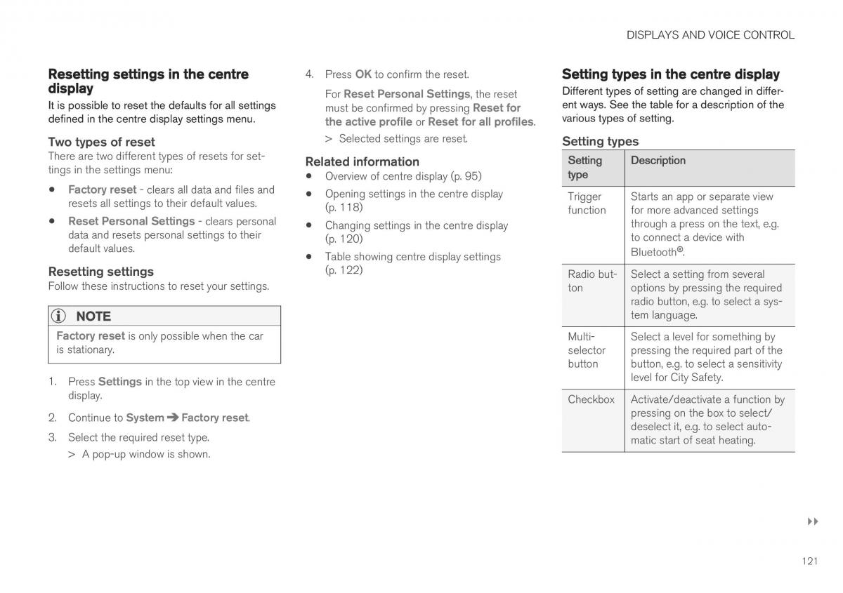 Volvo XC40 owners manual / page 123