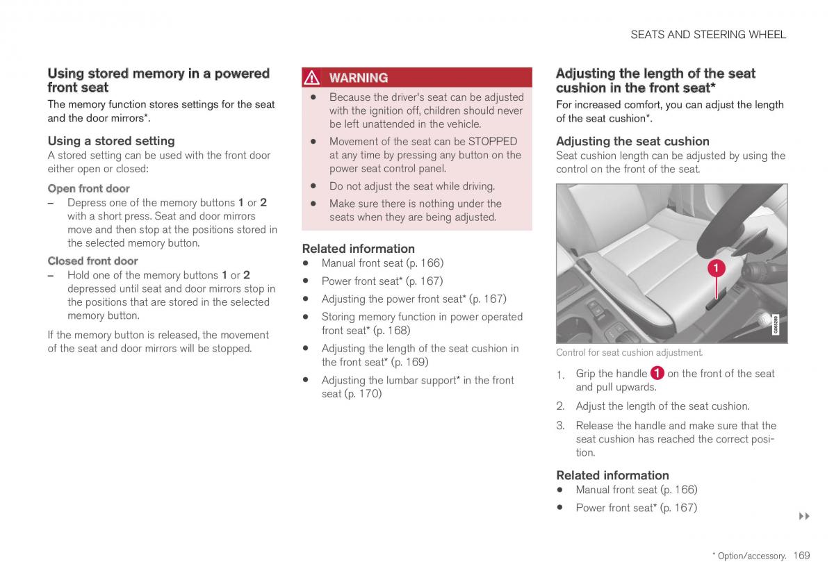 Volvo XC40 owners manual / page 171