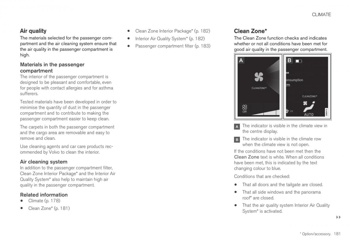 Volvo XC40 owners manual / page 183