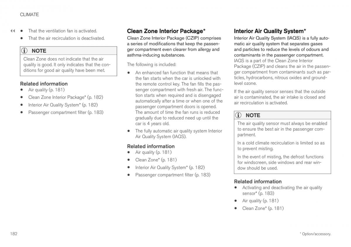 Volvo XC40 owners manual / page 184