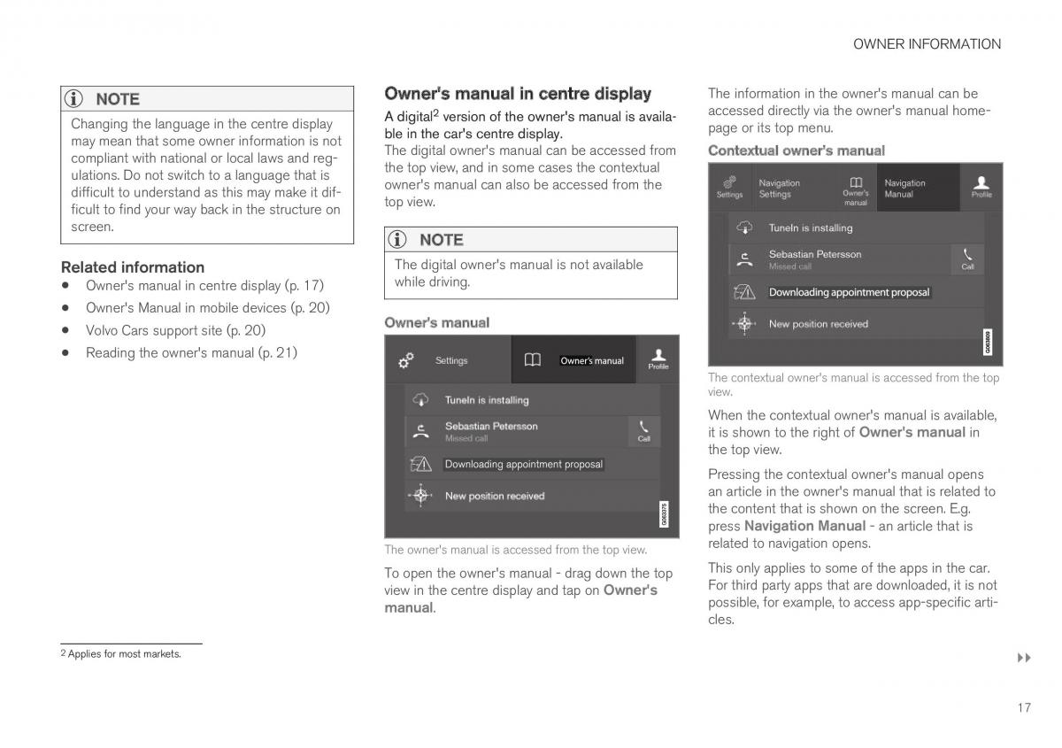 Volvo XC40 owners manual / page 19