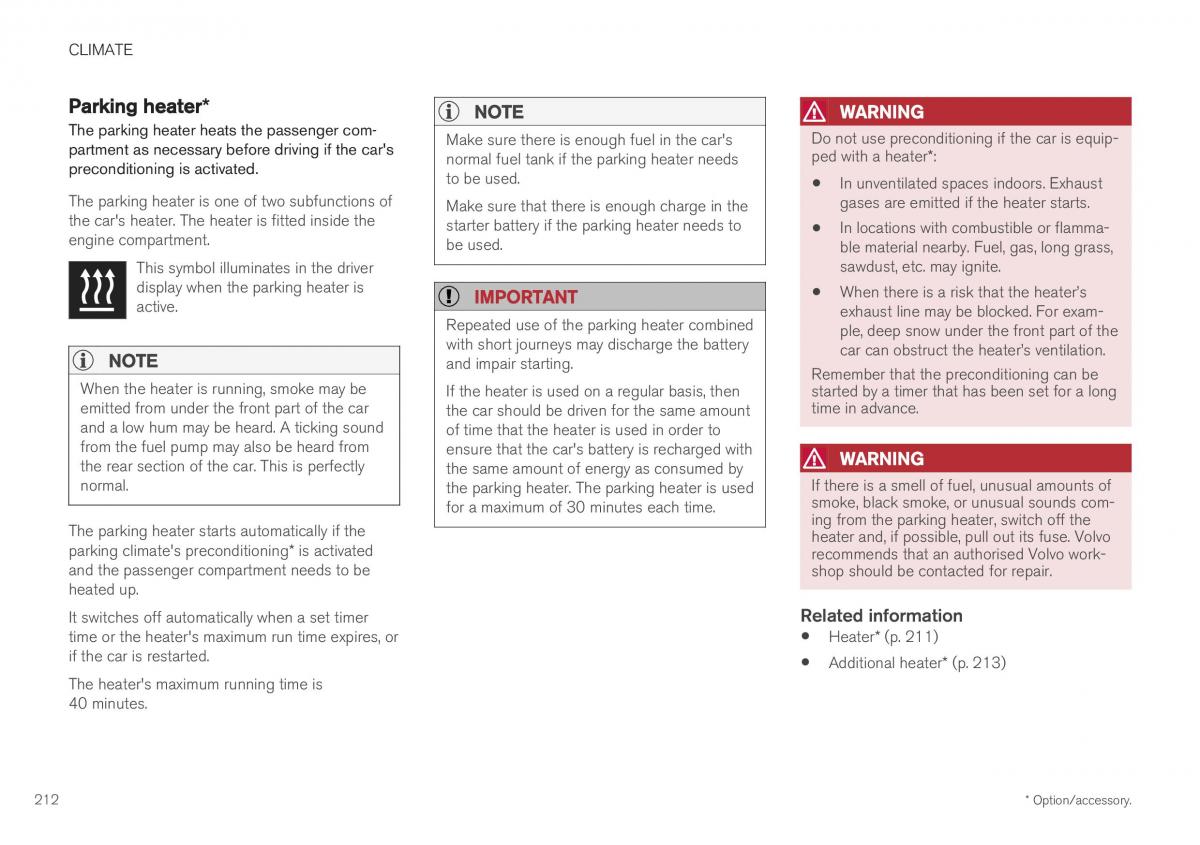 Volvo XC40 owners manual / page 214