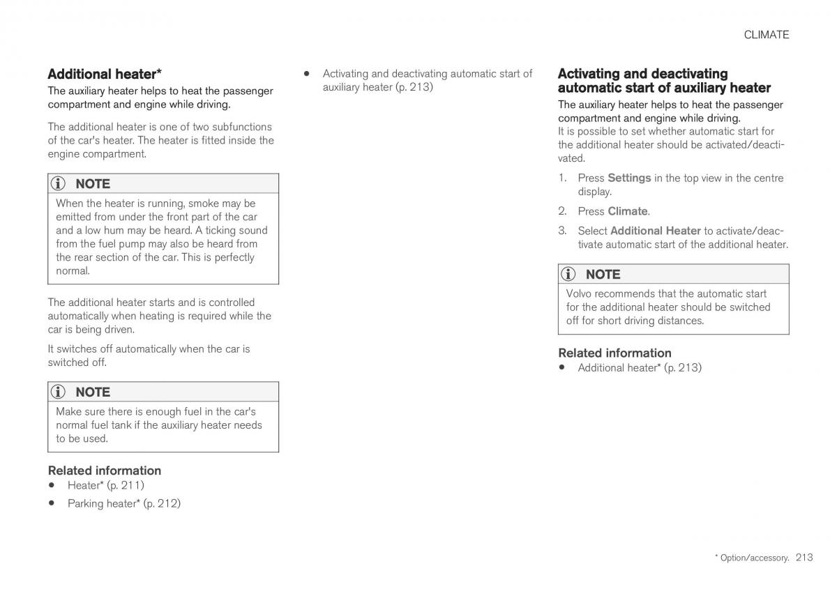 Volvo XC40 owners manual / page 215