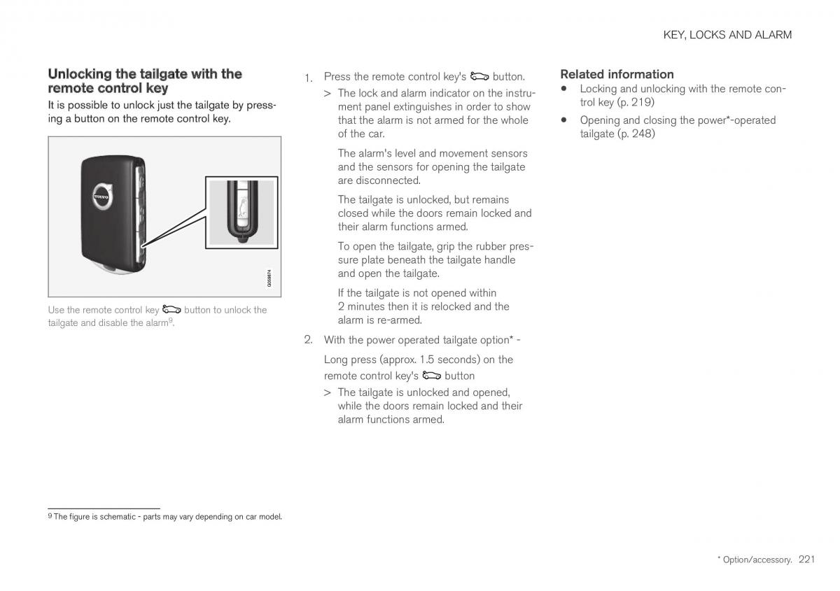 Volvo XC40 owners manual / page 223