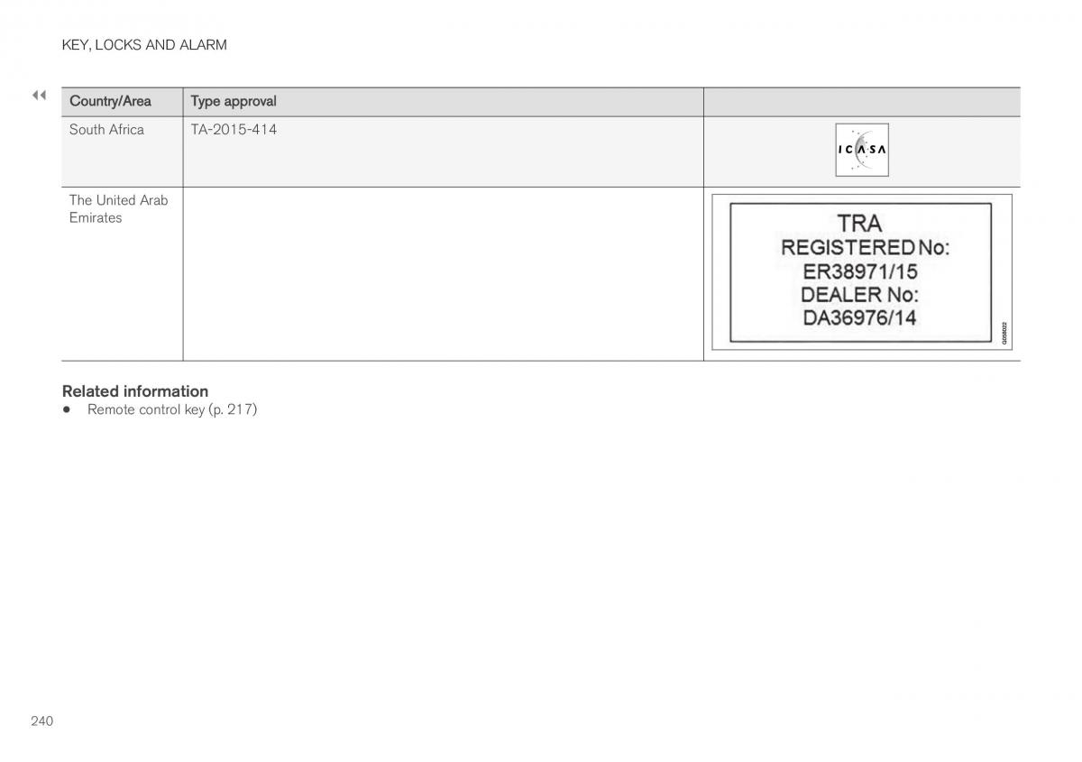 Volvo XC40 owners manual / page 242