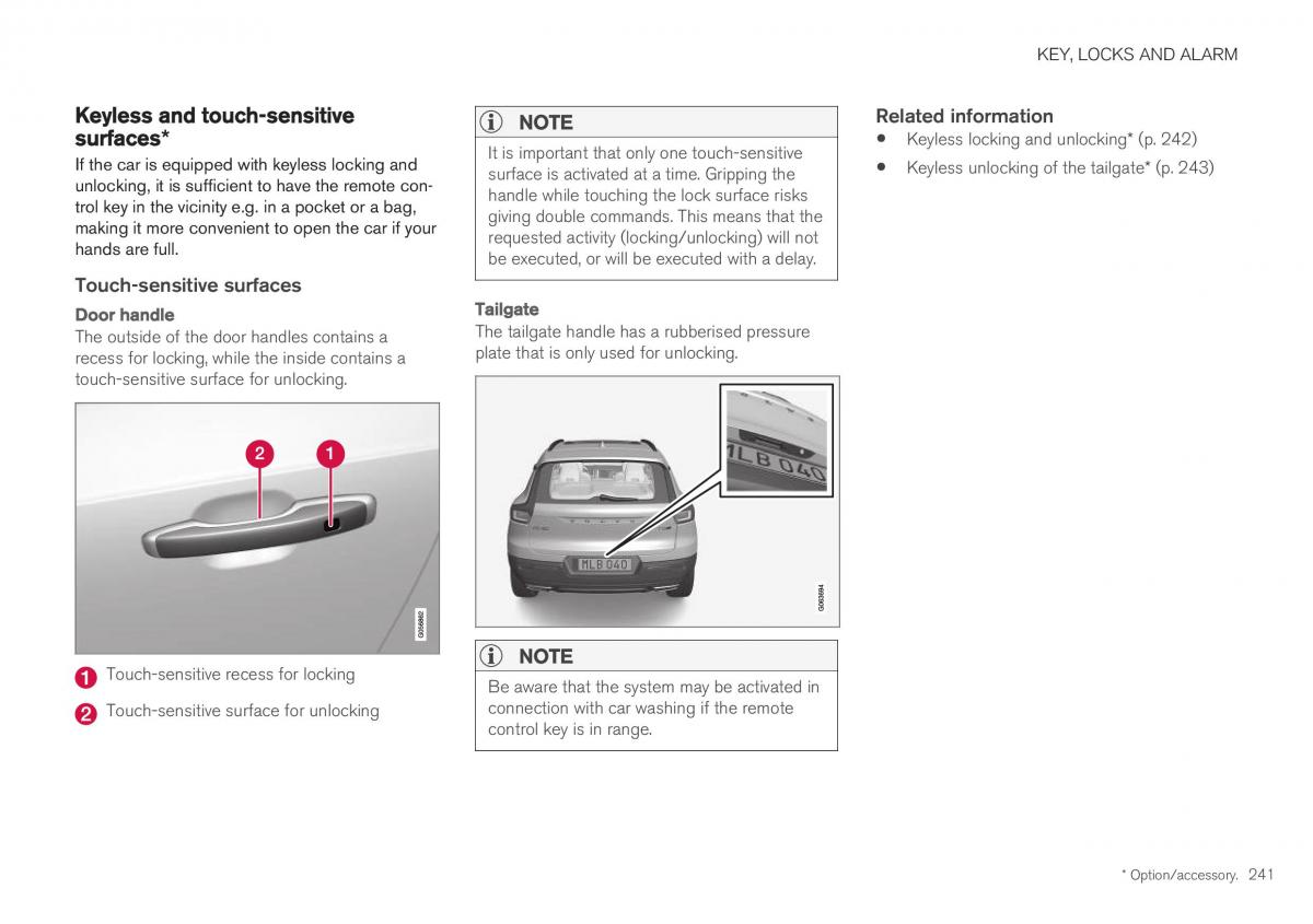 Volvo XC40 owners manual / page 243