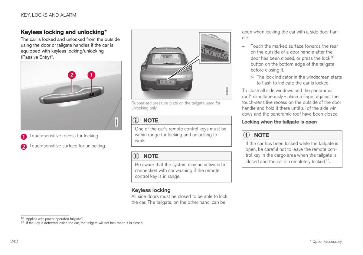 Volvo XC40 owners manual / page 244