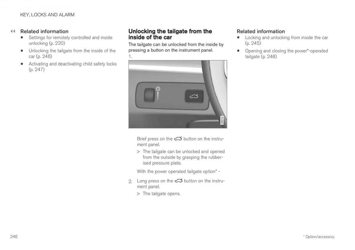 Volvo XC40 owners manual / page 248