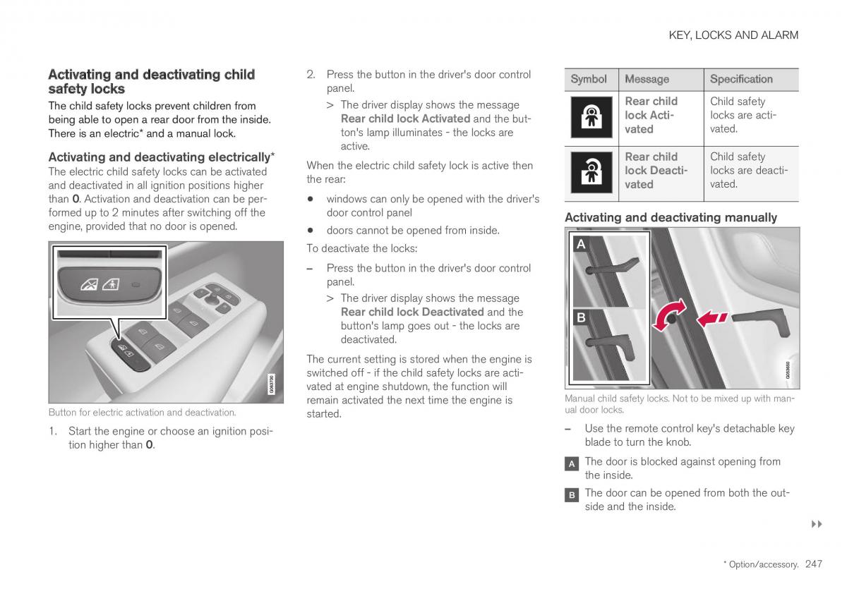 Volvo XC40 owners manual / page 249