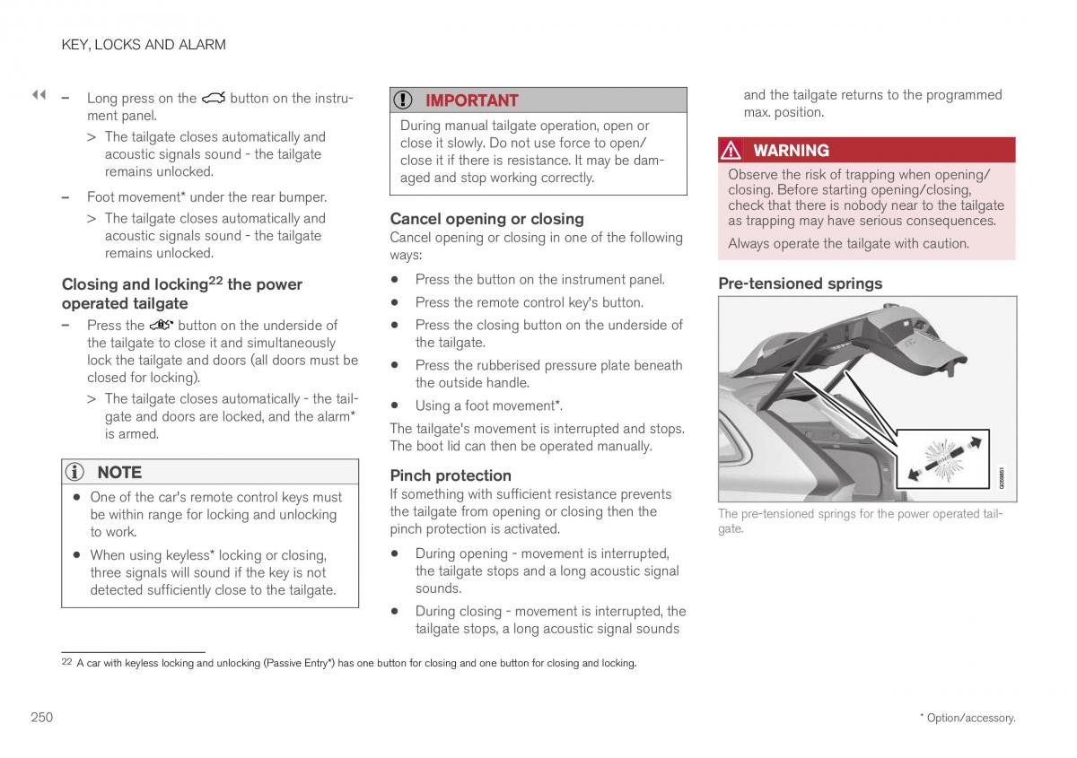 Volvo XC40 owners manual / page 252