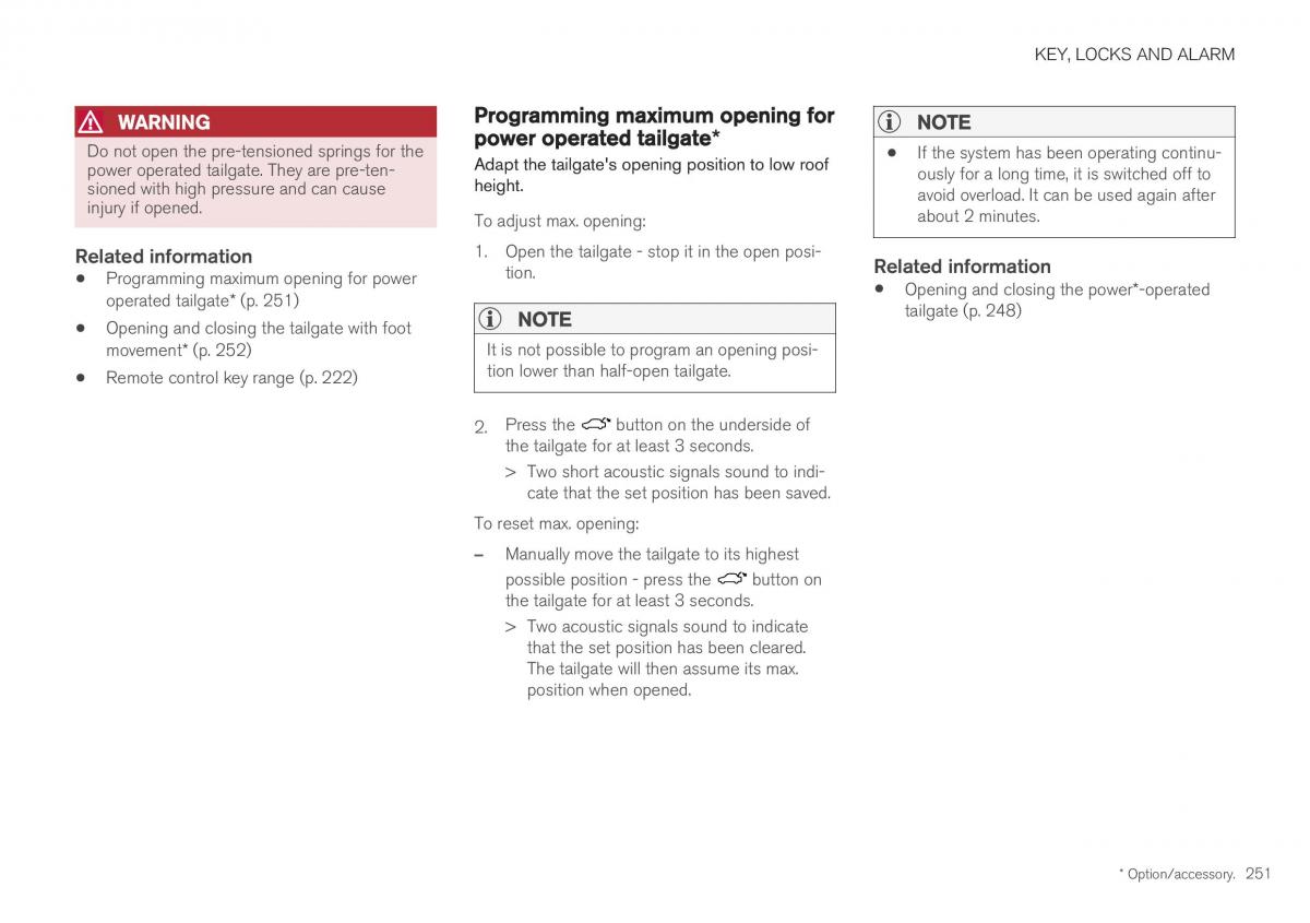 Volvo XC40 owners manual / page 253