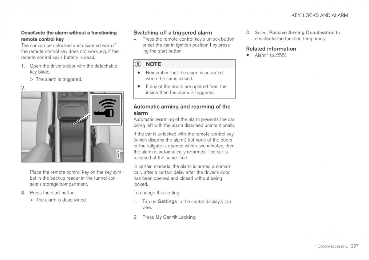 Volvo XC40 owners manual / page 259