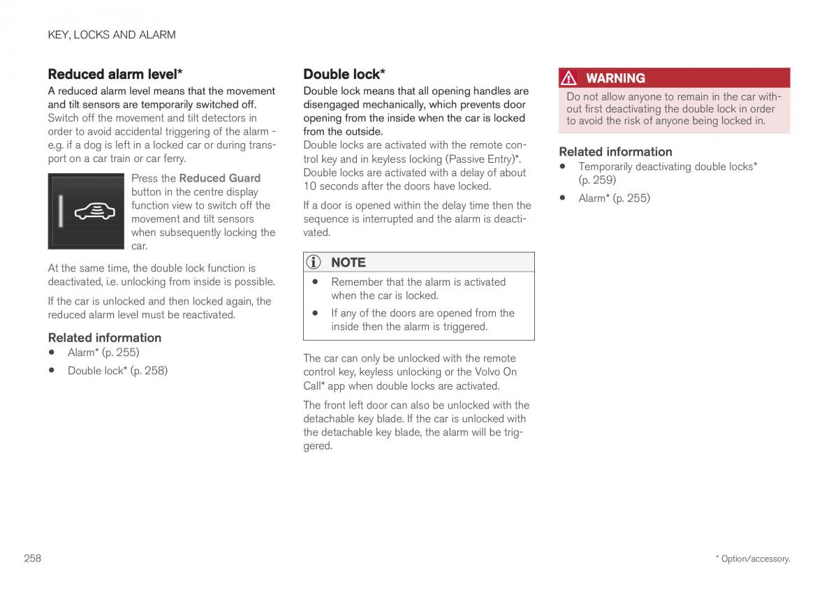 Volvo XC40 owners manual / page 260