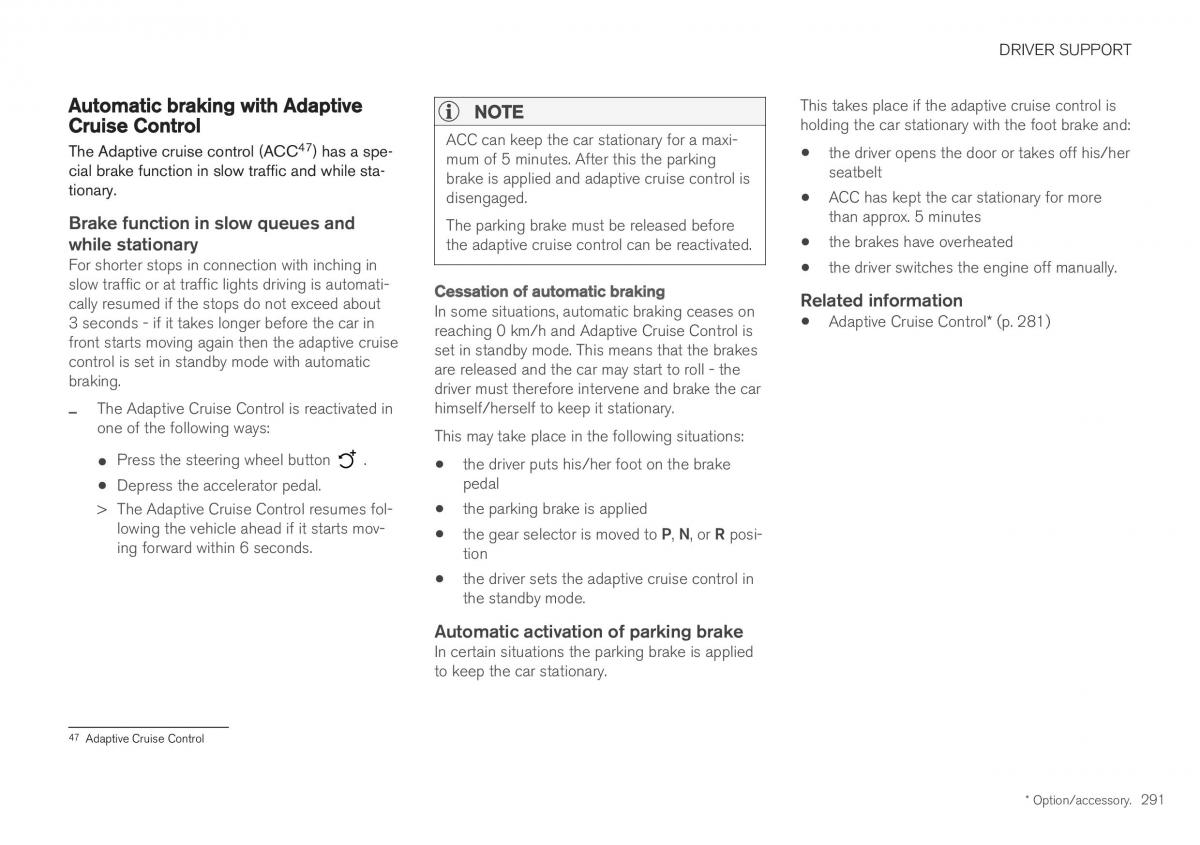 Volvo XC40 owners manual / page 293