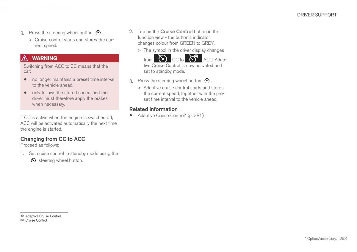 Volvo XC40 owners manual / page 295