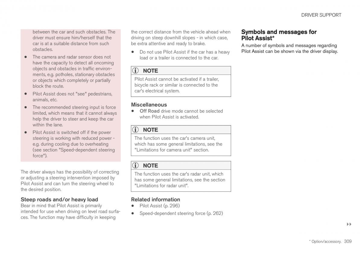 Volvo XC40 owners manual / page 311