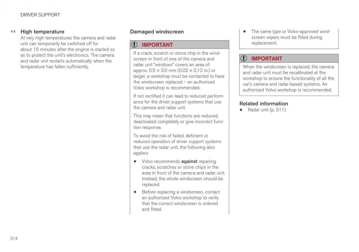 Volvo XC40 owners manual / page 316