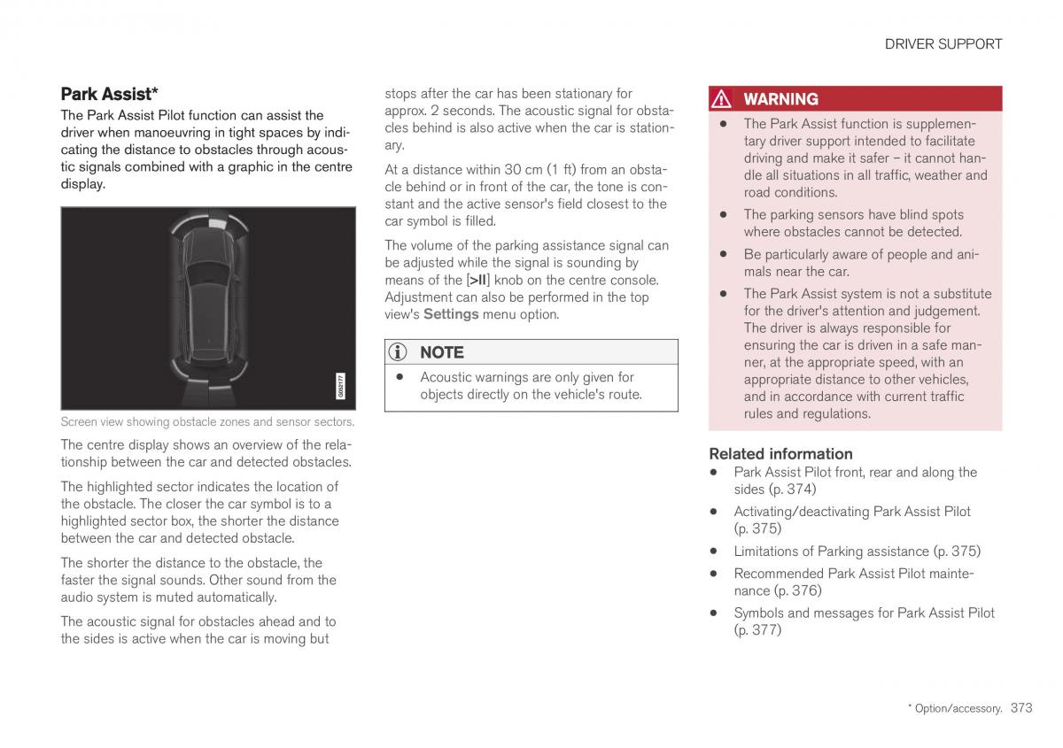 Volvo XC40 owners manual / page 375