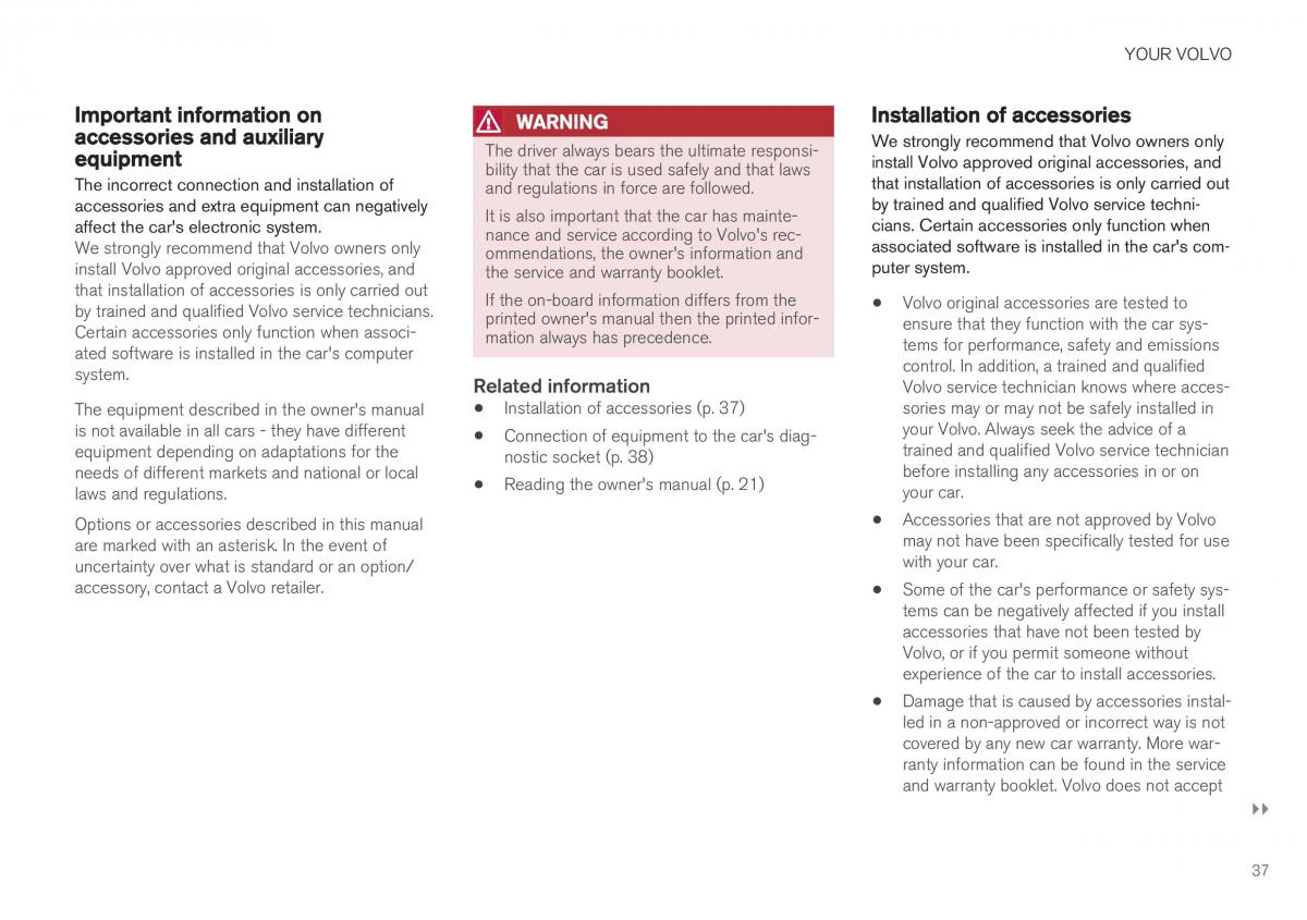 Volvo XC40 owners manual / page 39