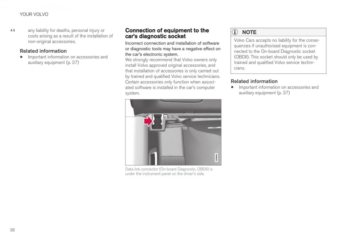 Volvo XC40 owners manual / page 40