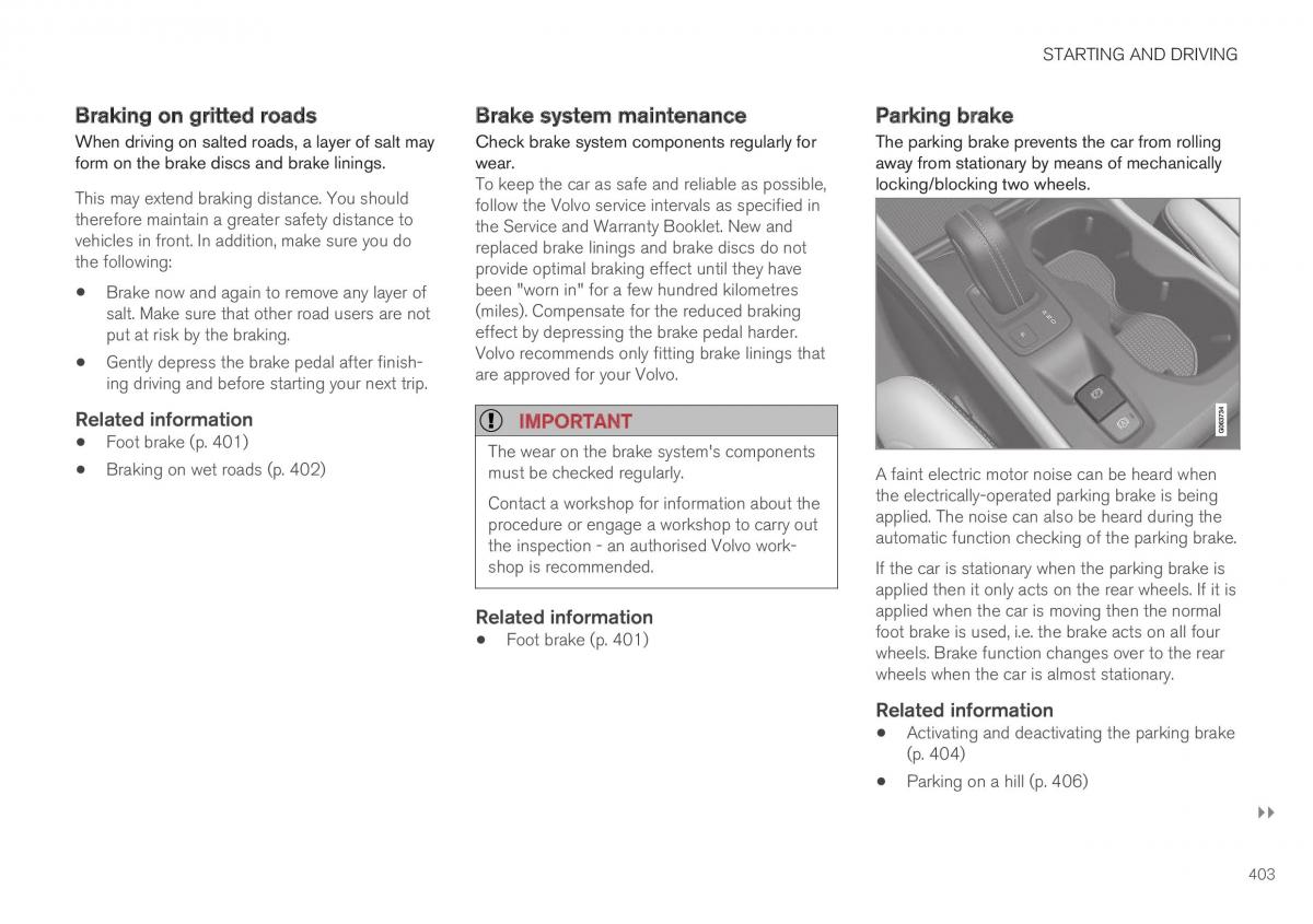 Volvo XC40 owners manual / page 405