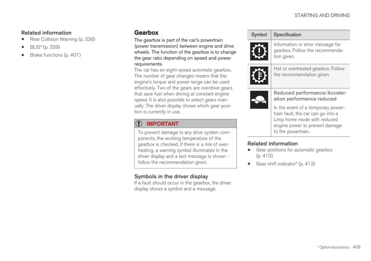 Volvo XC40 owners manual / page 411