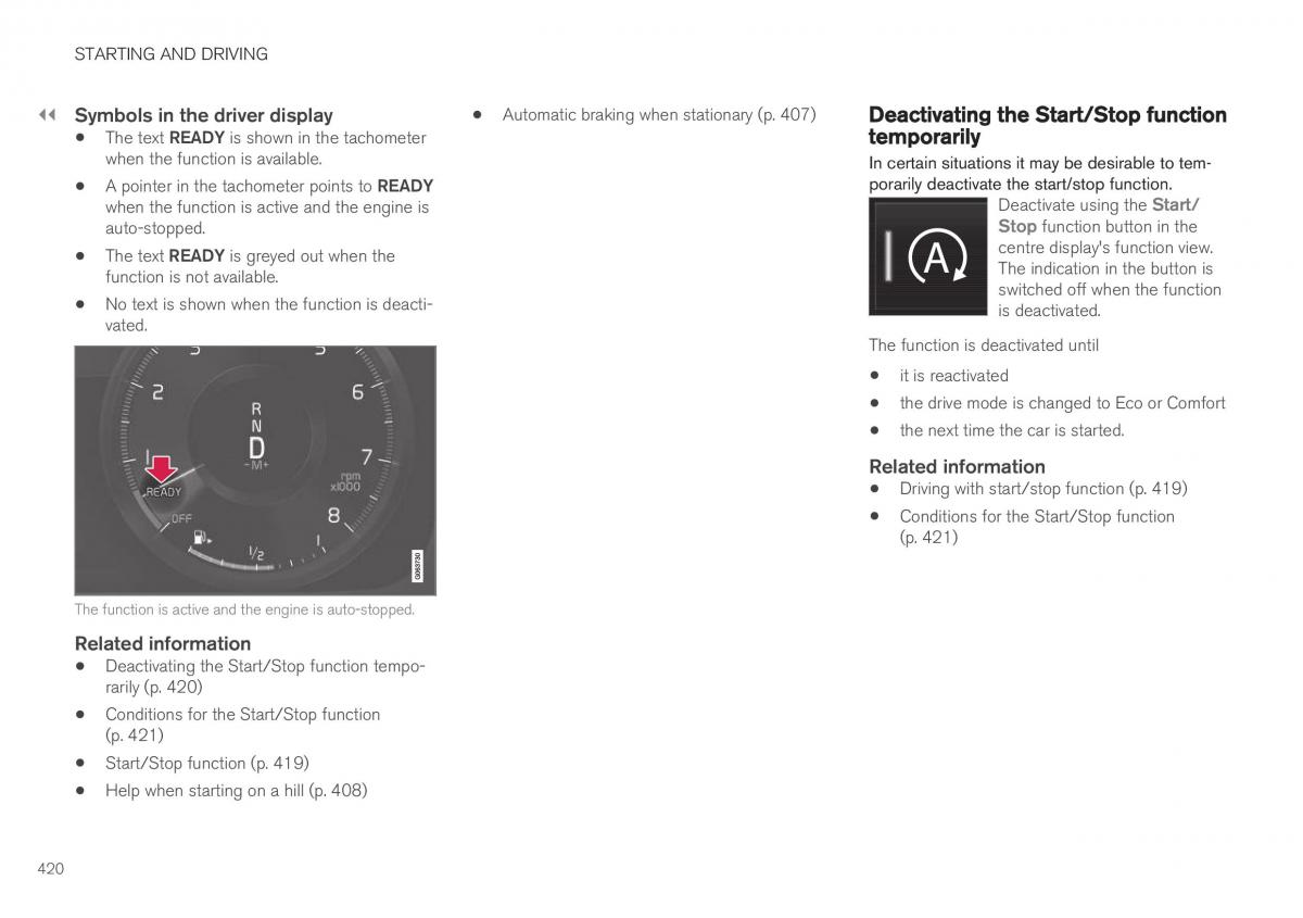 Volvo XC40 owners manual / page 422