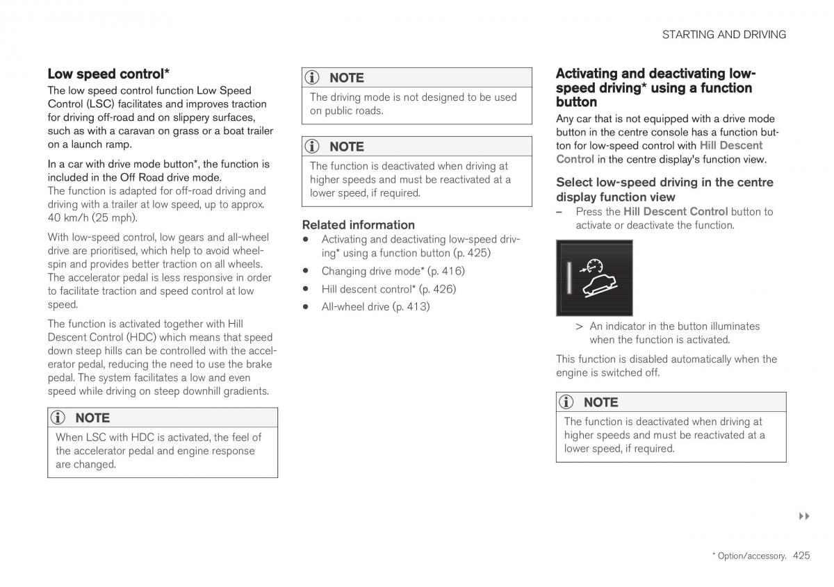 Volvo XC40 owners manual / page 427