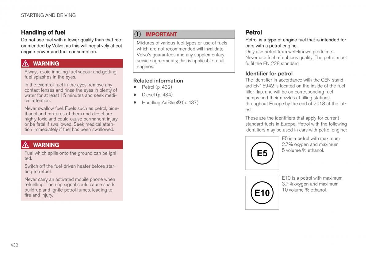 Volvo XC40 owners manual / page 434