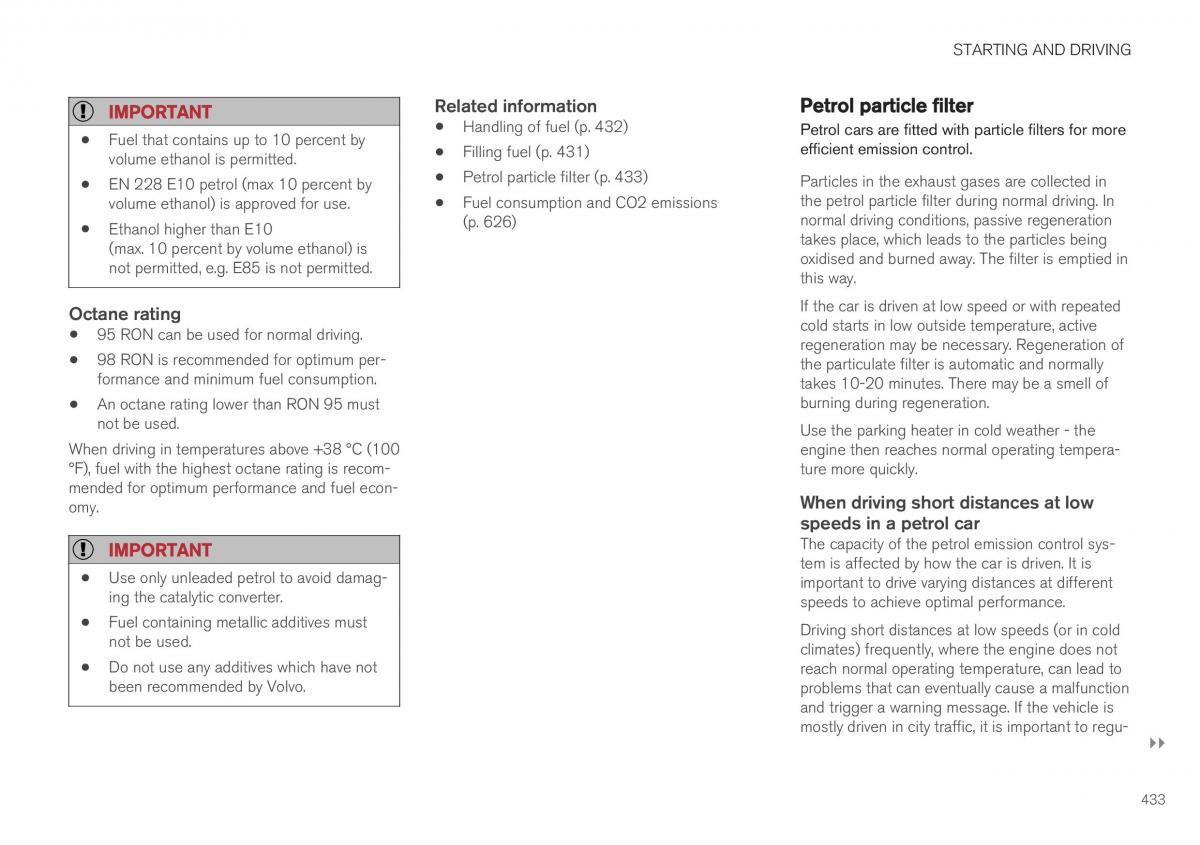 Volvo XC40 owners manual / page 435