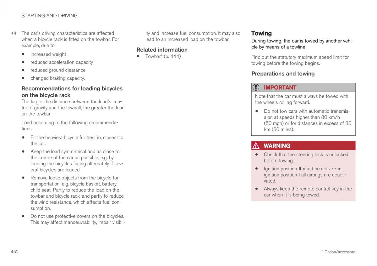 Volvo XC40 owners manual / page 454