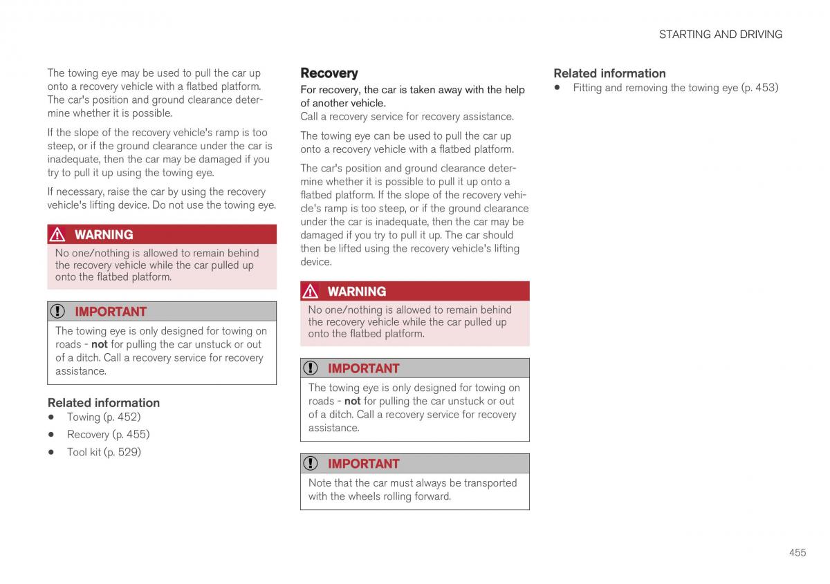 Volvo XC40 owners manual / page 457