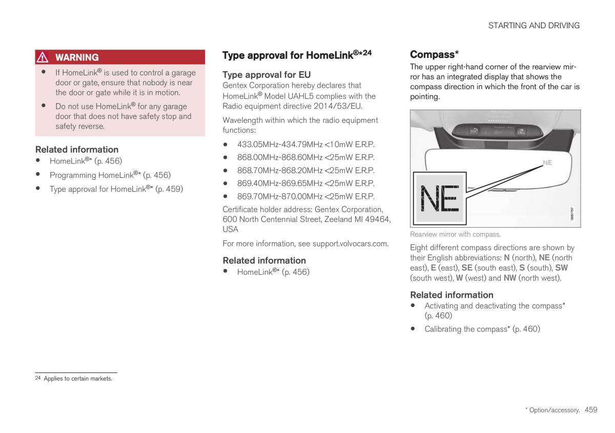 Volvo XC40 owners manual / page 461