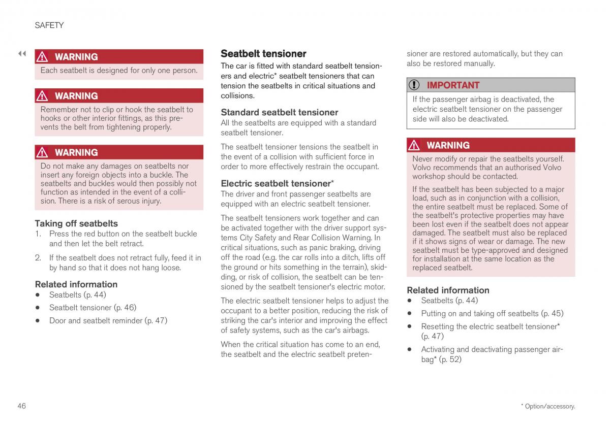 Volvo XC40 owners manual / page 48