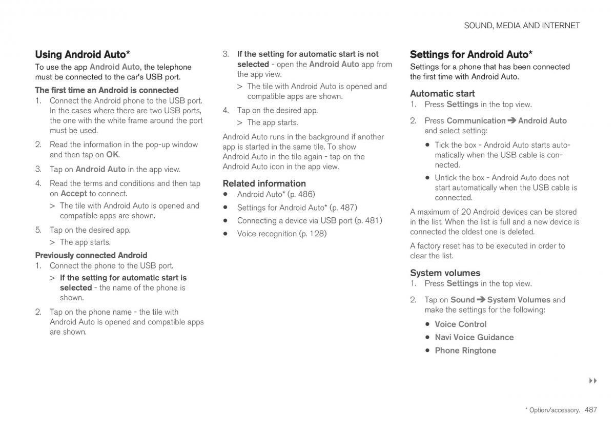 Volvo XC40 owners manual / page 489