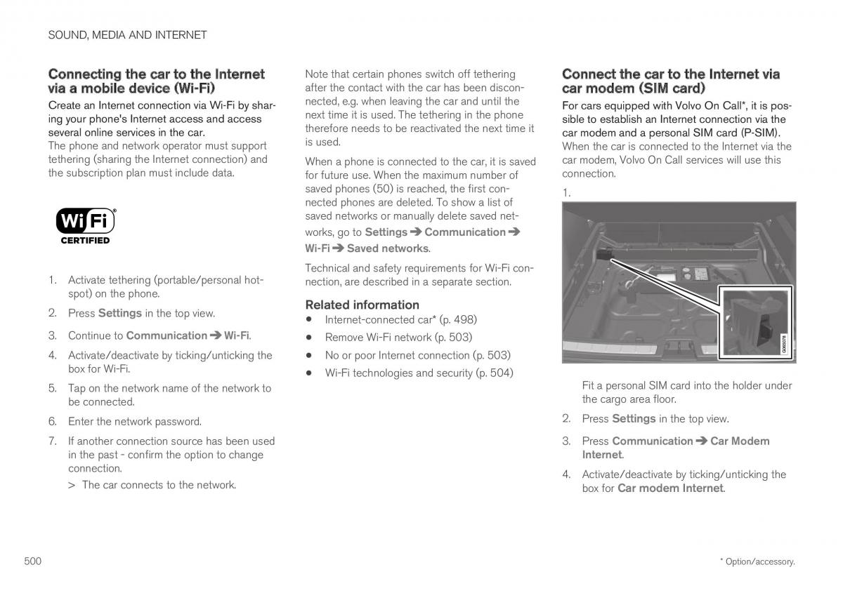 Volvo XC40 owners manual / page 502