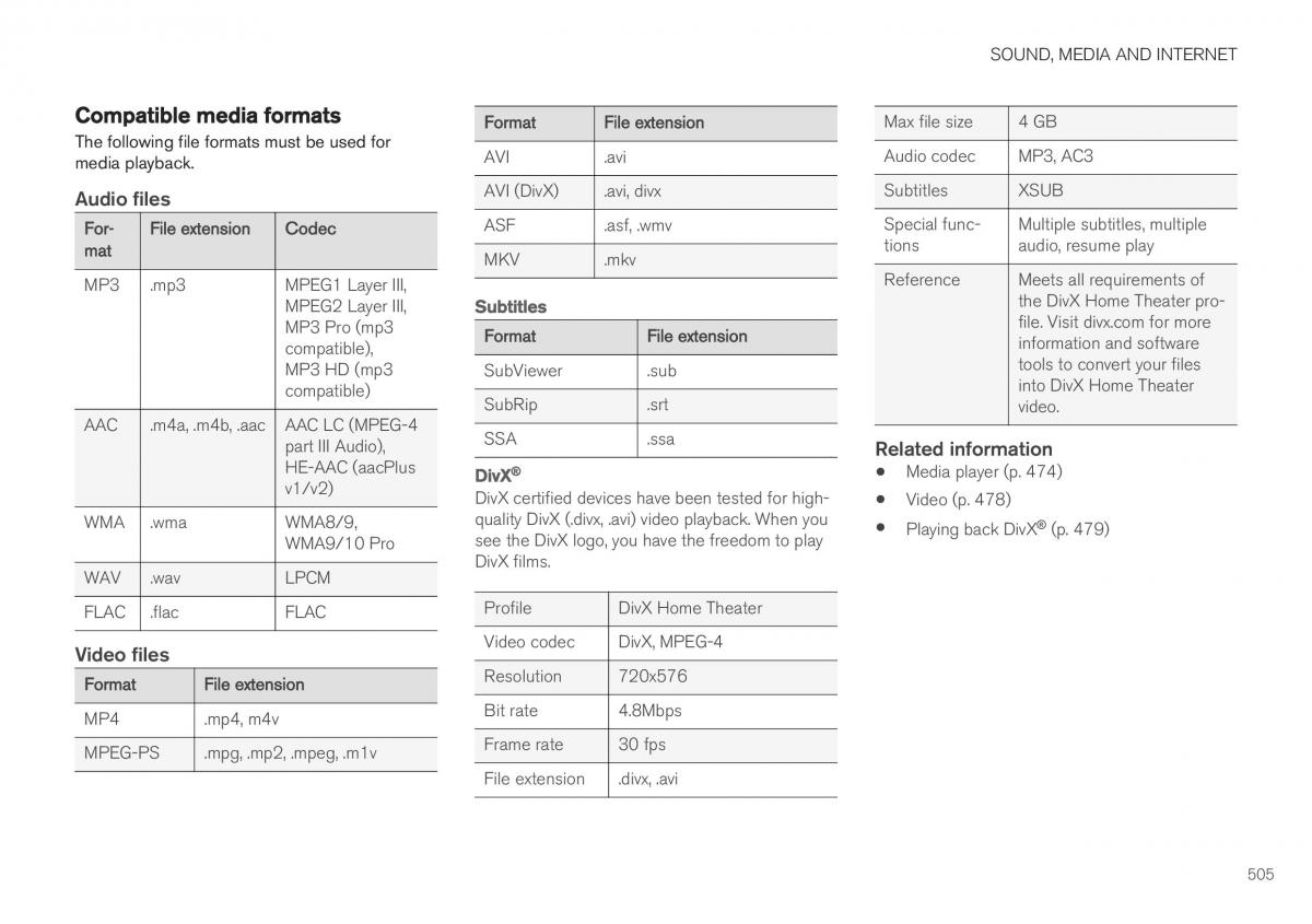 Volvo XC40 owners manual / page 507