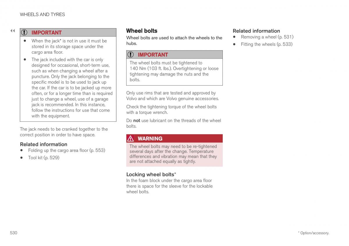 Volvo XC40 owners manual / page 532