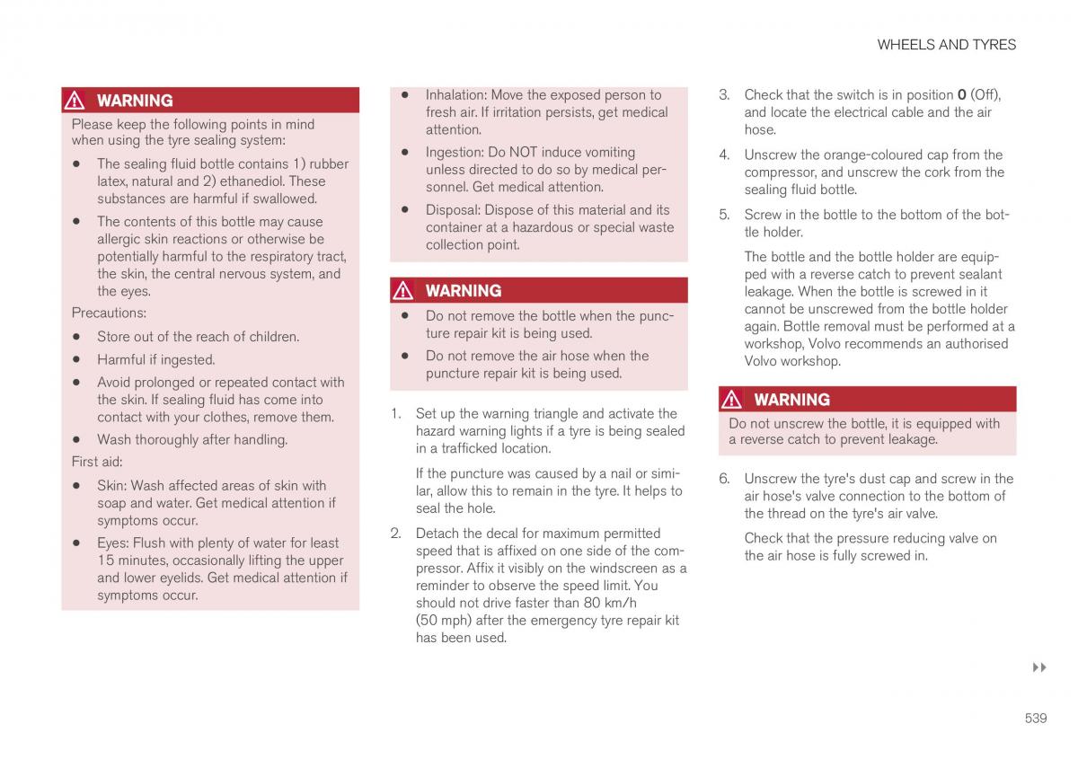 Volvo XC40 owners manual / page 541