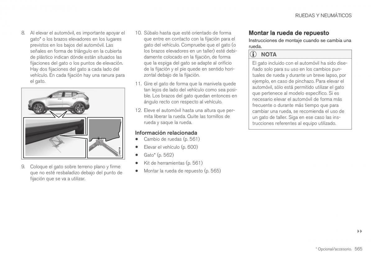 Volvo XC40 manual del propietario / page 567